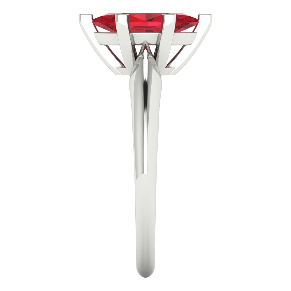 1 cttw Simulated Ruby Solitaire  Engagement Ring - Solid White Gold  (VVS1, Marquise Cut,10x5mm)