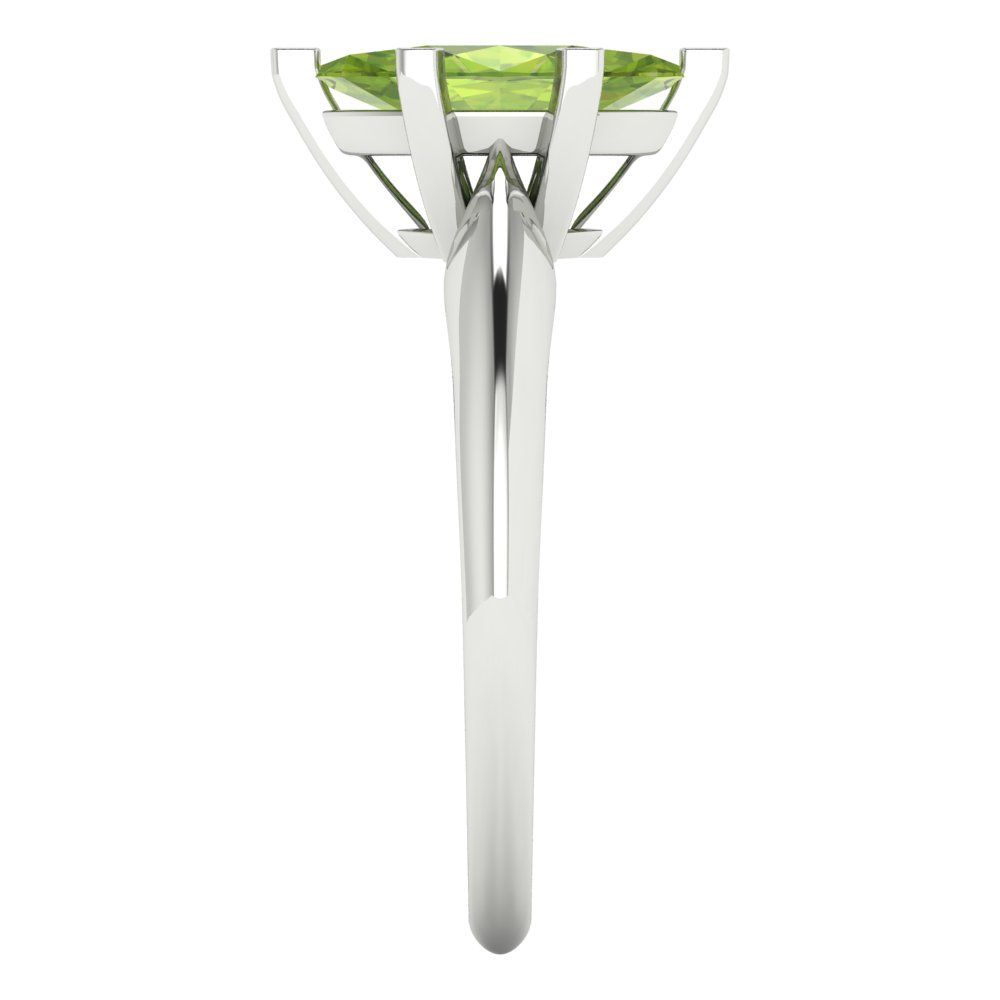 1 cttw Natural Peridot Solitaire  Engagement Ring - Solid White Gold  (VVS1, Marquise Cut,10x5mm)