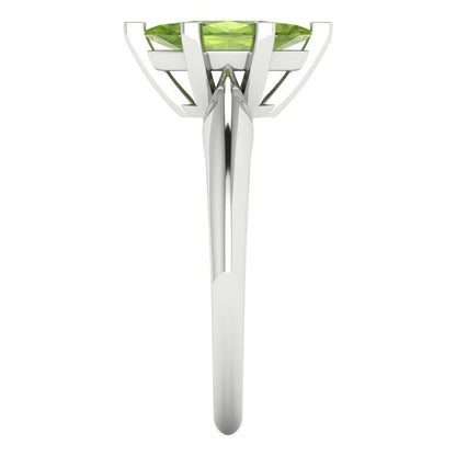 1 cttw Natural Peridot Solitaire  Engagement Ring - Solid White Gold  (VVS1, Marquise Cut,10x5mm)