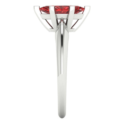 1 cttw Natural Garnet Solitaire  Engagement Ring - Solid White Gold  (VVS1, Marquise Cut,10x5mm)