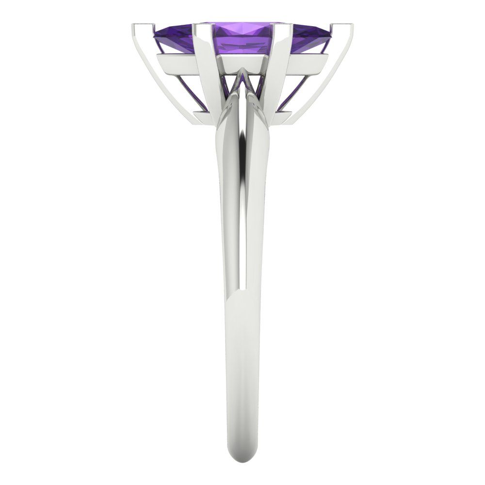 1 cttw Natural Amethyst Solitaire  Engagement Ring - Solid White Gold  (VVS1, Marquise Cut,10x5mm)