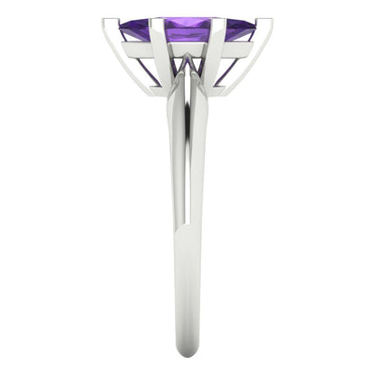 1 cttw Natural Amethyst Solitaire  Engagement Ring - Solid White Gold  (VVS1, Marquise Cut,10x5mm)