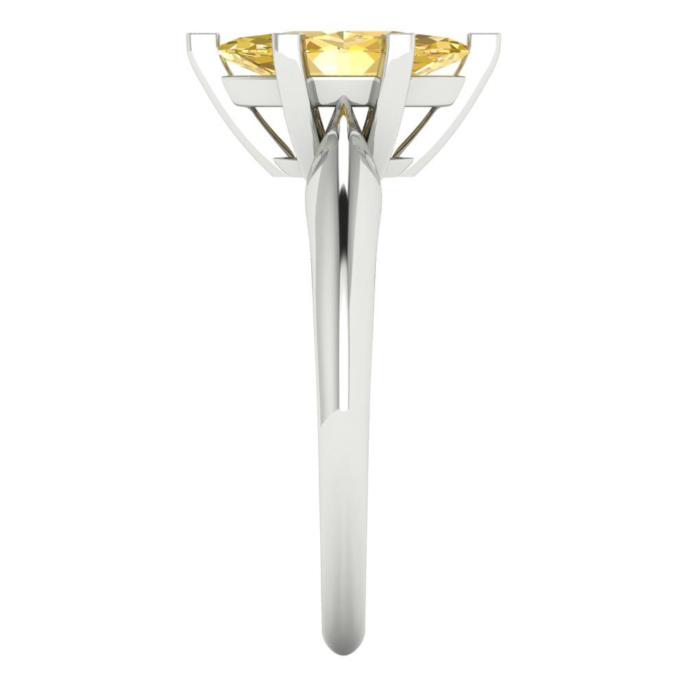 1 cttw Natural Citrine Solitaire  Engagement Ring - Solid White Gold  (VVS1, Marquise Cut,10x5mm)