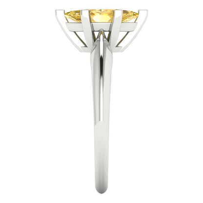 1 cttw Natural Citrine Solitaire  Engagement Ring - Solid White Gold  (VVS1, Marquise Cut,10x5mm)