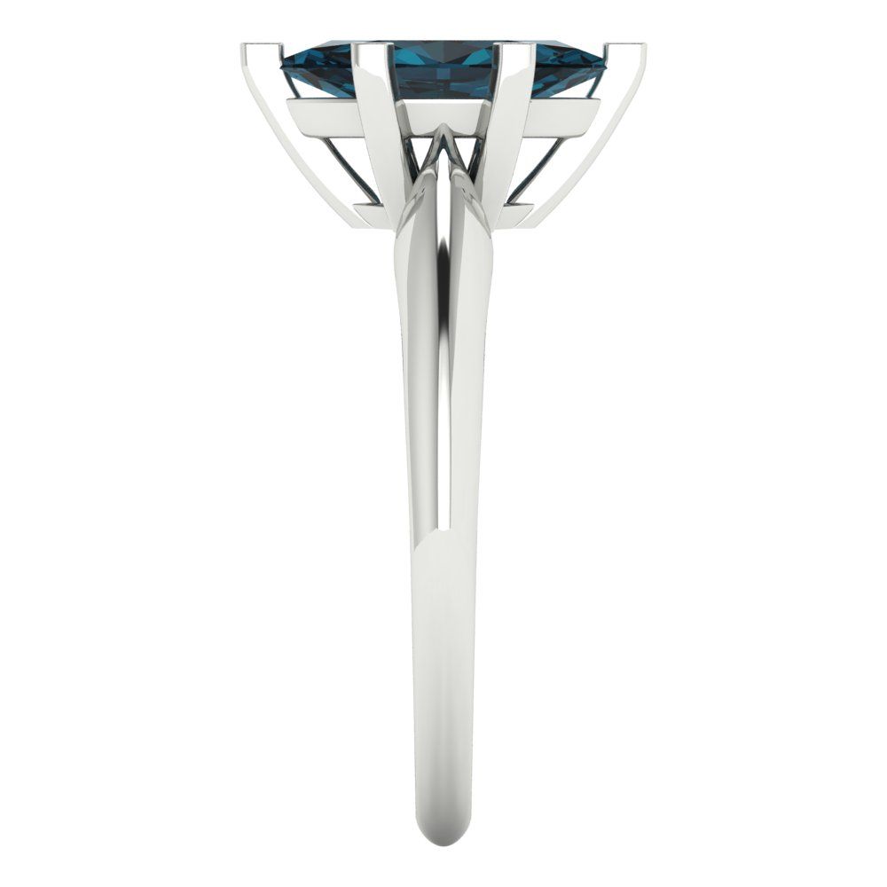 1 cttw Natural London Blue Topaz Solitaire  Engagement Ring - Solid White Gold  (VVS1, Marquise Cut,10x5mm)