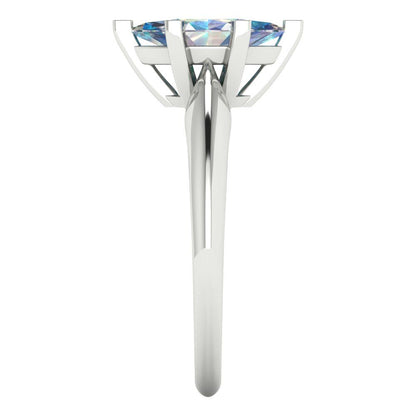 1 cttw Blue Moissanite Solitaire  Engagement Ring - Solid White Gold  (VVS1, Marquise Cut,10x5mm)