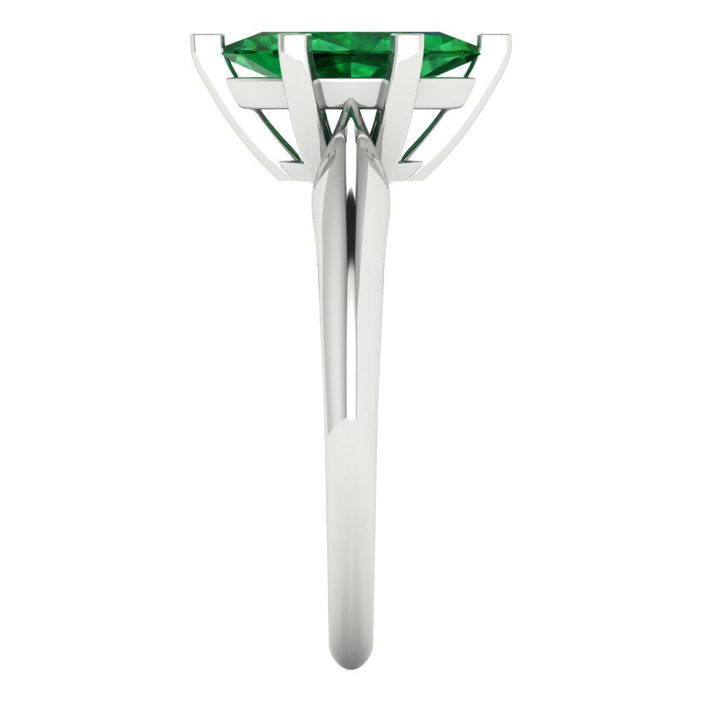 1 cttw Simulated Emerald Solitaire  Engagement Ring - Solid White Gold  (VVS1, Marquise Cut,10x5mm)