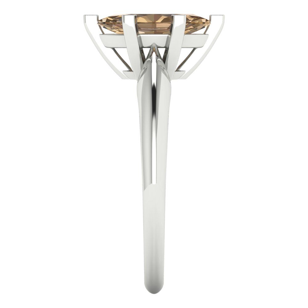 1 cttw Zirconia Simulated Champagne Diamond Solitaire  Engagement Ring - Solid Gold (VVS1, Marquise Cut,10x5mm)