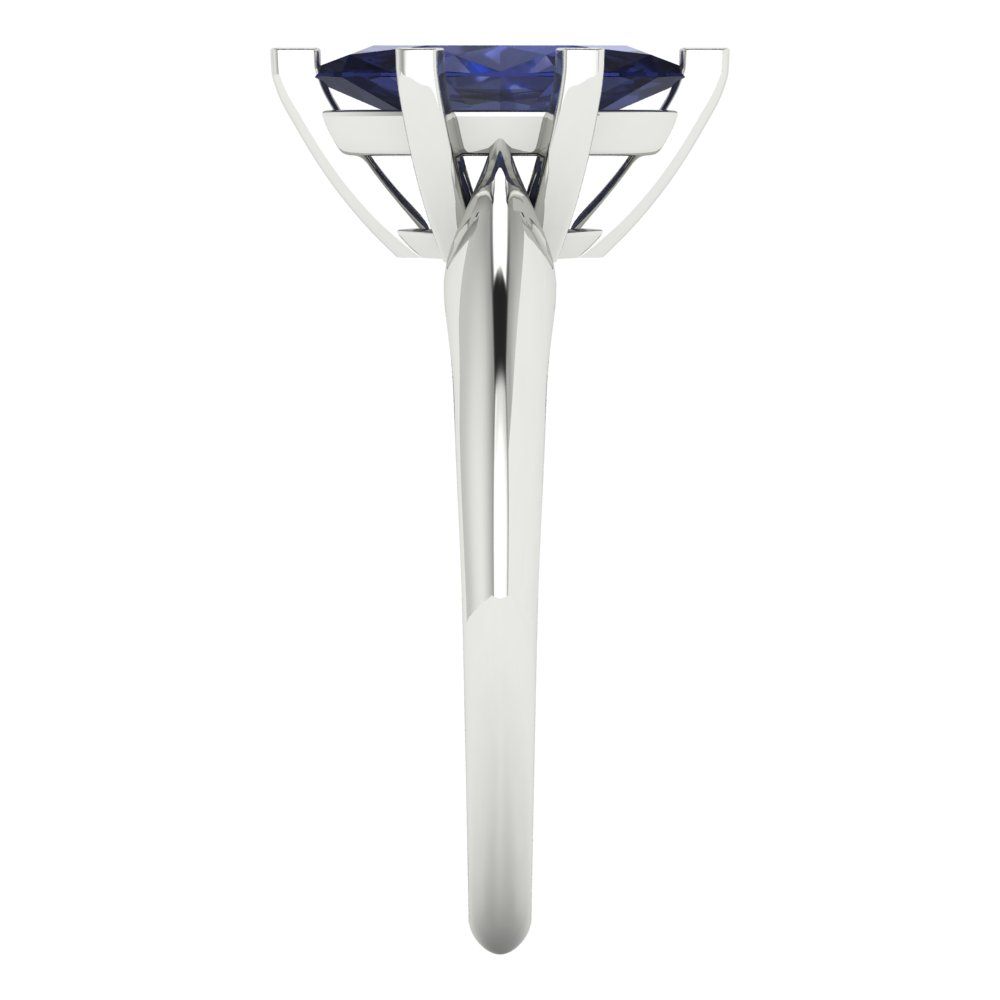 1 cttw Simulated Blue Sapphire Solitaire  Engagement Ring - Solid Gold (Marquise Cut,10x5mm)