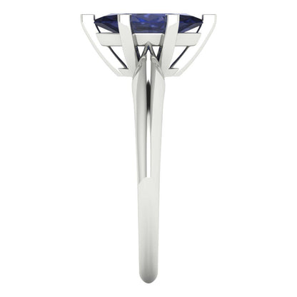 1 cttw Simulated Blue Sapphire Solitaire  Engagement Ring - Solid Gold (Marquise Cut,10x5mm)