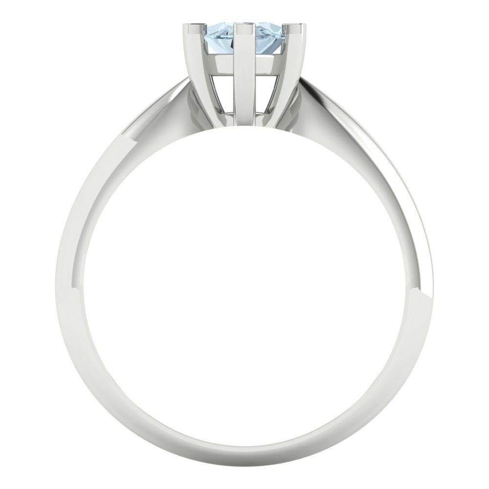 1 cttw Natural Aquamarine Solitaire  Engagement Ring - Solid White Gold  (VVS1, Marquise Cut,10x5mm)
