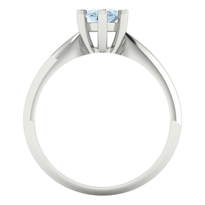 1 cttw Natural Aquamarine Solitaire  Engagement Ring - Solid White Gold  (VVS1, Marquise Cut,10x5mm)