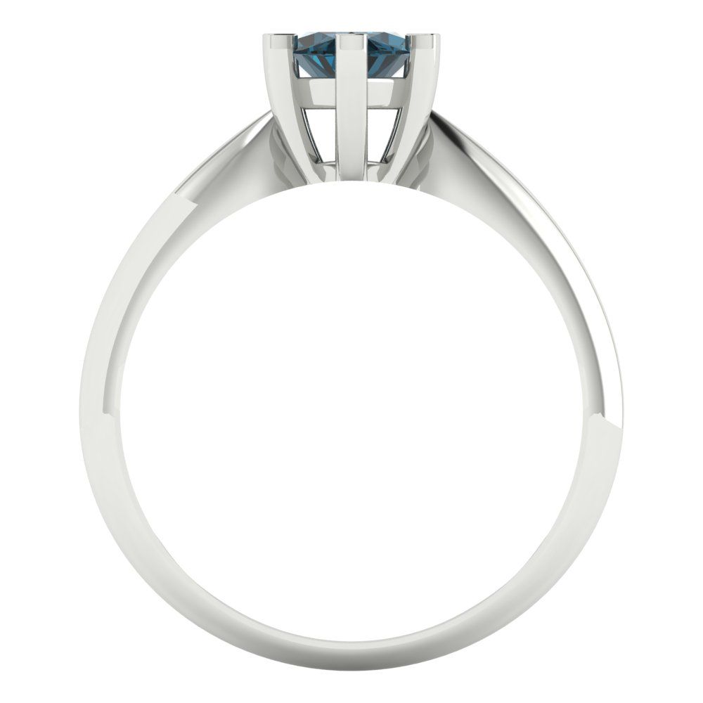 1 cttw Natural London Blue Topaz Solitaire  Engagement Ring - Solid White Gold  (VVS1, Marquise Cut,10x5mm)