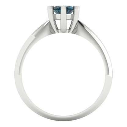 1 cttw Natural London Blue Topaz Solitaire  Engagement Ring - Solid White Gold  (VVS1, Marquise Cut,10x5mm)