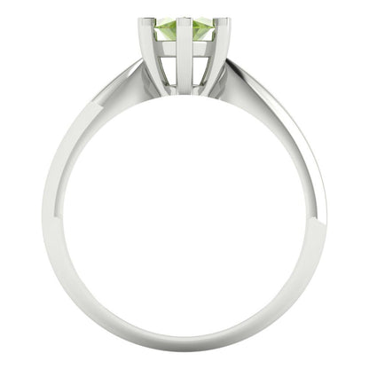 1 cttw Natural Peridot Solitaire  Engagement Ring - Solid White Gold  (VVS1, Marquise Cut,10x5mm)