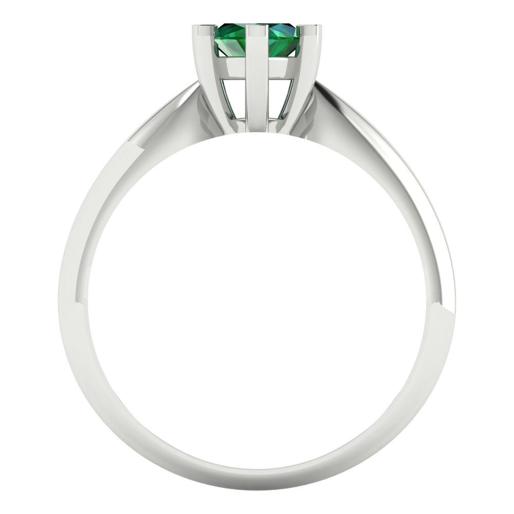 1 cttw Simulated Emerald Solitaire  Engagement Ring - Solid White Gold  (VVS1, Marquise Cut,10x5mm)
