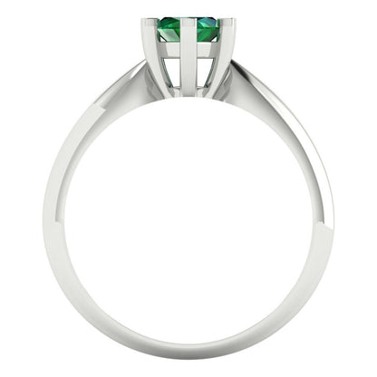 1 cttw Simulated Emerald Solitaire  Engagement Ring - Solid White Gold  (VVS1, Marquise Cut,10x5mm)