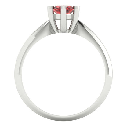 1 cttw Natural Garnet Solitaire  Engagement Ring - Solid White Gold  (VVS1, Marquise Cut,10x5mm)