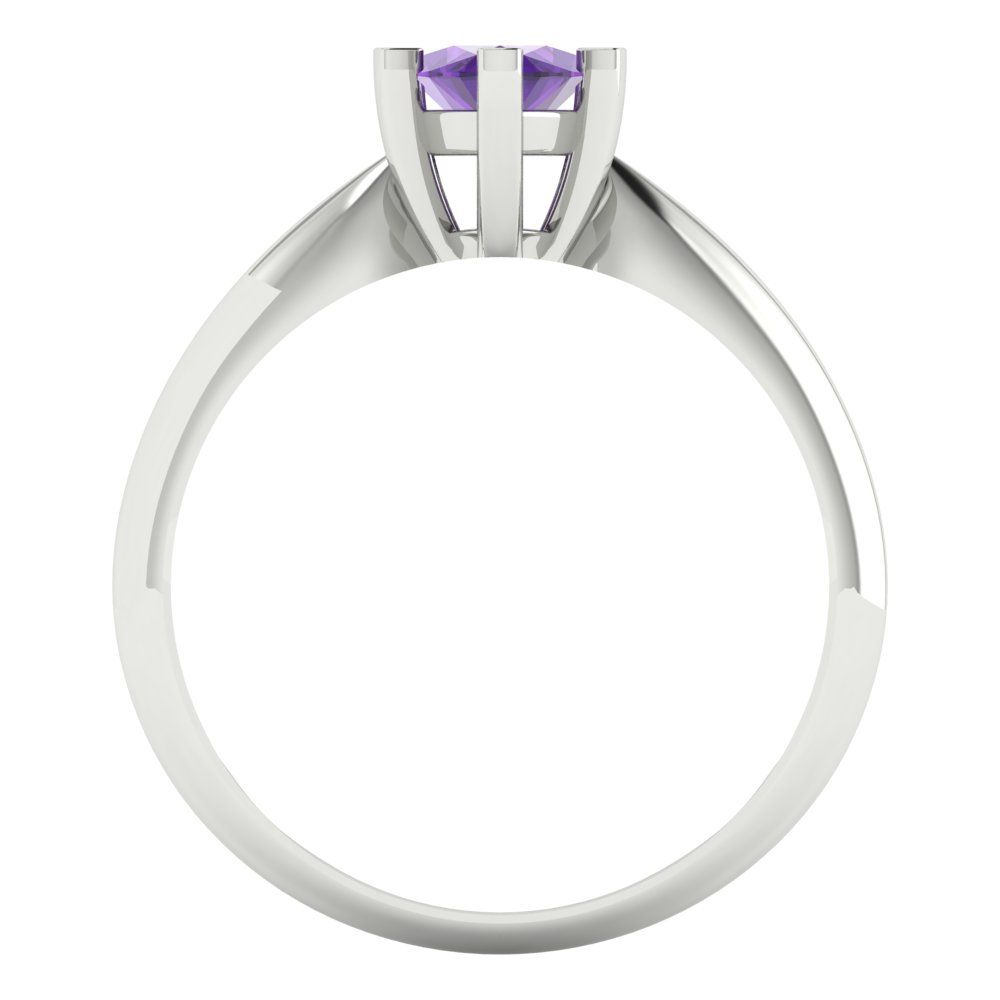 1 cttw Natural Amethyst Solitaire  Engagement Ring - Solid White Gold  (VVS1, Marquise Cut,10x5mm)