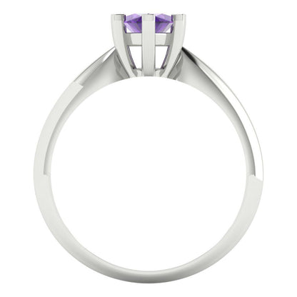 1 cttw Natural Amethyst Solitaire  Engagement Ring - Solid White Gold  (VVS1, Marquise Cut,10x5mm)