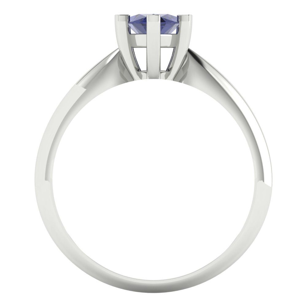 1 cttw Simulated Tanzanite Solitaire  Engagement Ring - Solid White Gold  (VVS1, Marquise Cut,10x5mm)