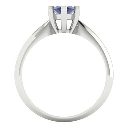 1 cttw Simulated Tanzanite Solitaire  Engagement Ring - Solid White Gold  (VVS1, Marquise Cut,10x5mm)