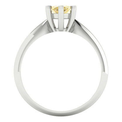 1 cttw Natural Citrine Solitaire  Engagement Ring - Solid White Gold  (VVS1, Marquise Cut,10x5mm)