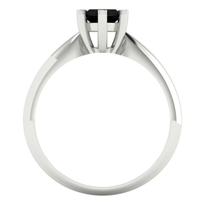 1 cttw Natural Onyx Solitaire  Engagement Ring - Solid White Gold  (VVS1, Marquise Cut,10x5mm)