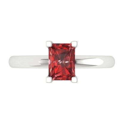 1 cttw Natural Garnet Solitaire  Engagement Ring - Solid Gold (Emerald Cut,7X5mm)
