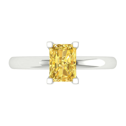 1 cttw Natural Citrine Solitaire  Engagement Ring - Solid Gold (Emerald Cut,7X5mm)