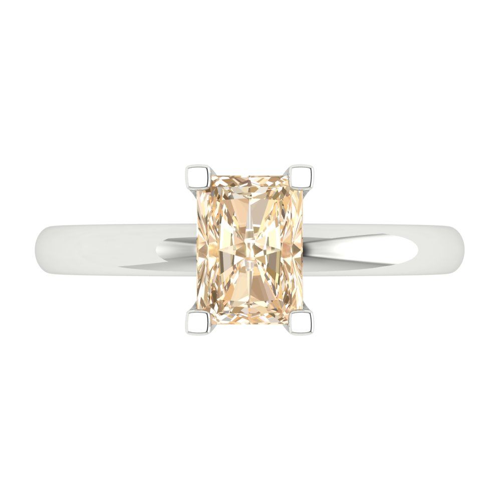 1 cttw Natural Morganite Solitaire  Engagement Ring - Solid Gold (Emerald Cut,7X5mm)