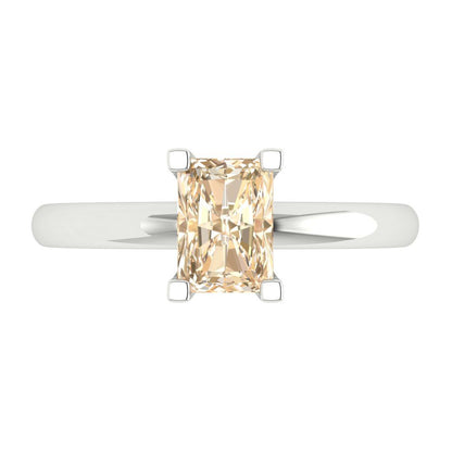 1 cttw Natural Morganite Solitaire  Engagement Ring - Solid Gold (Emerald Cut,7X5mm)