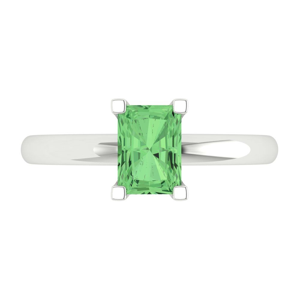 1 cttw Zirconia Simulated Green Diamond Solitaire  Engagement Ring - Solid Gold (VVS1, Emerald Cut,7X5mm)