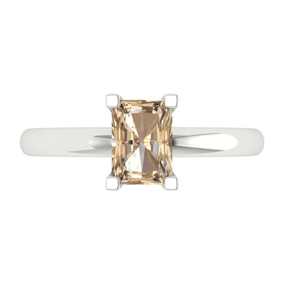 1 cttw Yellow Moissanite Solitaire  Engagement Ring - Solid Gold (Emerald Cut,7X5mm)