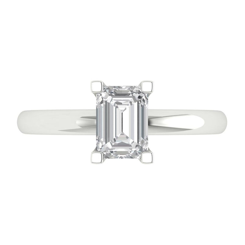 1 ct Brilliant Emerald Cut Natural Diamond Stone Clarity SI1-2 Color G-H White Gold Solitaire Ring