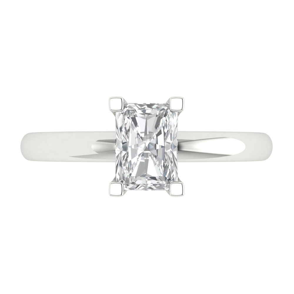 1 cttw White Sapphire Solitaire  Engagement Ring - Solid Gold (Emerald Cut,7X5mm)