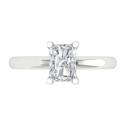 1 cttw White Sapphire Solitaire  Engagement Ring - Solid Gold (Emerald Cut,7X5mm)