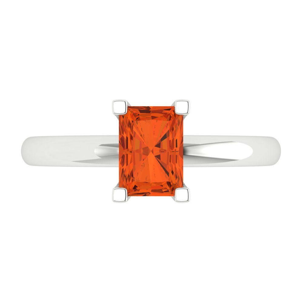 1 cttw Zirconia Simulated Red Diamond Solitaire  Engagement Ring - Solid Gold (VVS1, Emerald Cut,7X5mm)