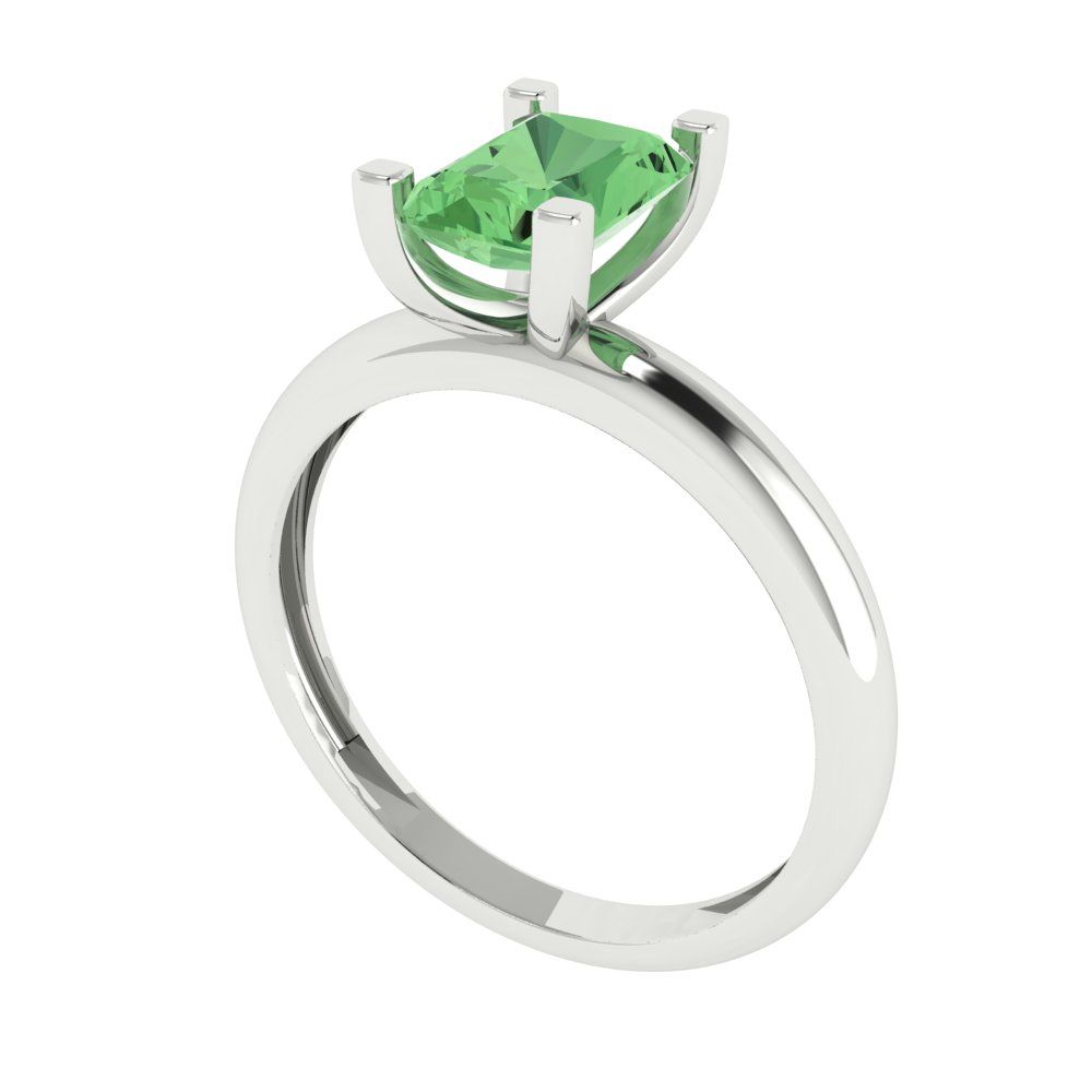 1 cttw Zirconia Simulated Green Diamond Solitaire  Engagement Ring - Solid Gold (VVS1, Emerald Cut,7X5mm)