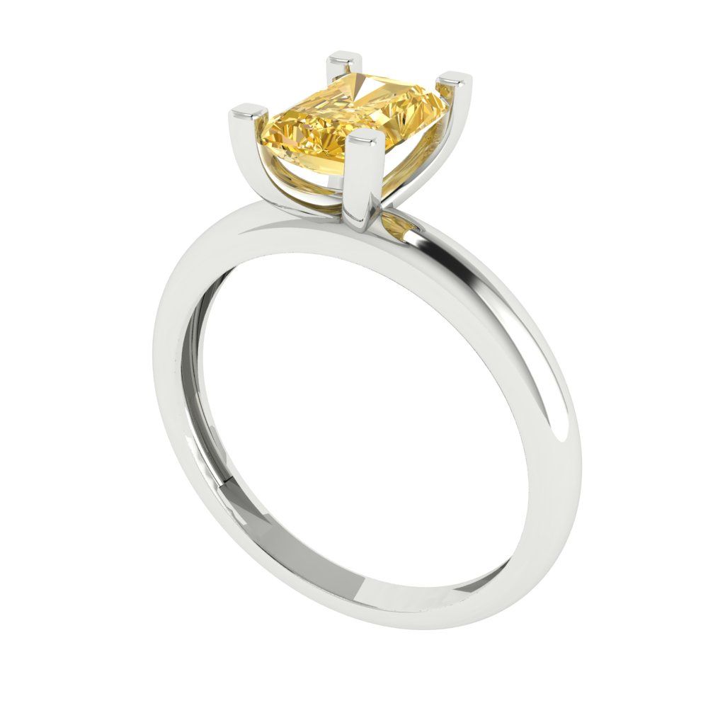 1 cttw Yellow Moissanite Solitaire  Engagement Ring - Solid Gold (Emerald Cut,7X5mm)