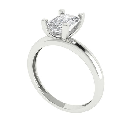 1 cttw White Sapphire Solitaire  Engagement Ring - Solid Gold (Emerald Cut,7X5mm)