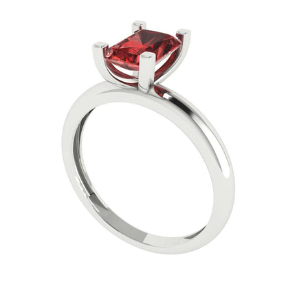 1 cttw Natural Garnet Solitaire  Engagement Ring - Solid Gold (Emerald Cut,7X5mm)