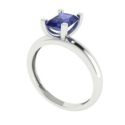 1 cttw Simulated Tanzanite Solitaire  Engagement Ring - Solid Gold (Emerald Cut,7X5mm)