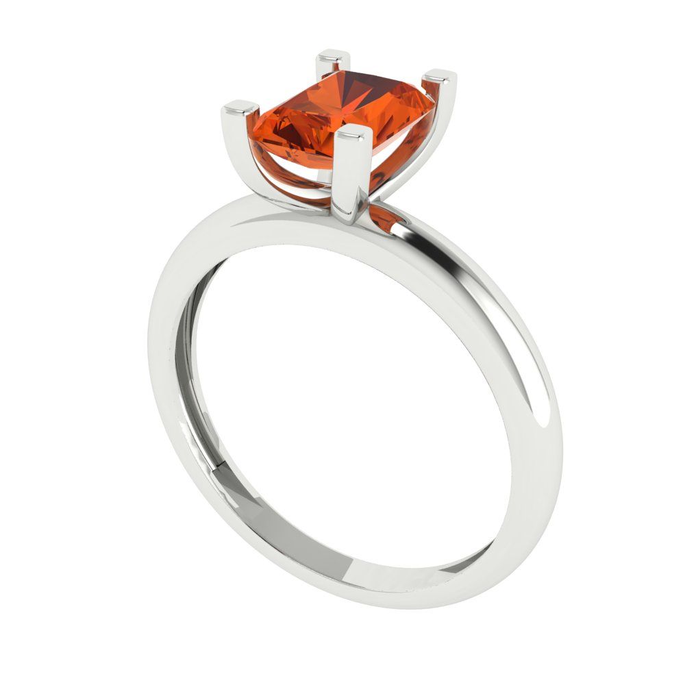 1 cttw Zirconia Simulated Red Diamond Solitaire  Engagement Ring - Solid Gold (VVS1, Emerald Cut,7X5mm)
