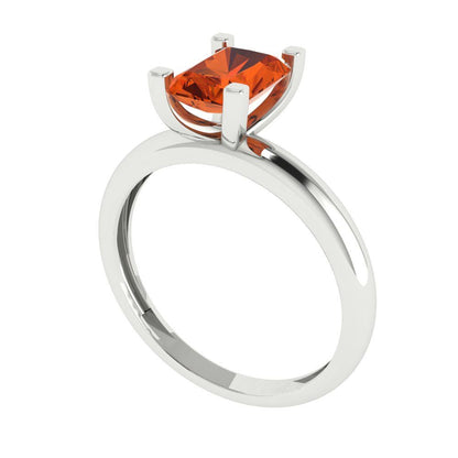 1 cttw Zirconia Simulated Red Diamond Solitaire  Engagement Ring - Solid Gold (VVS1, Emerald Cut,7X5mm)