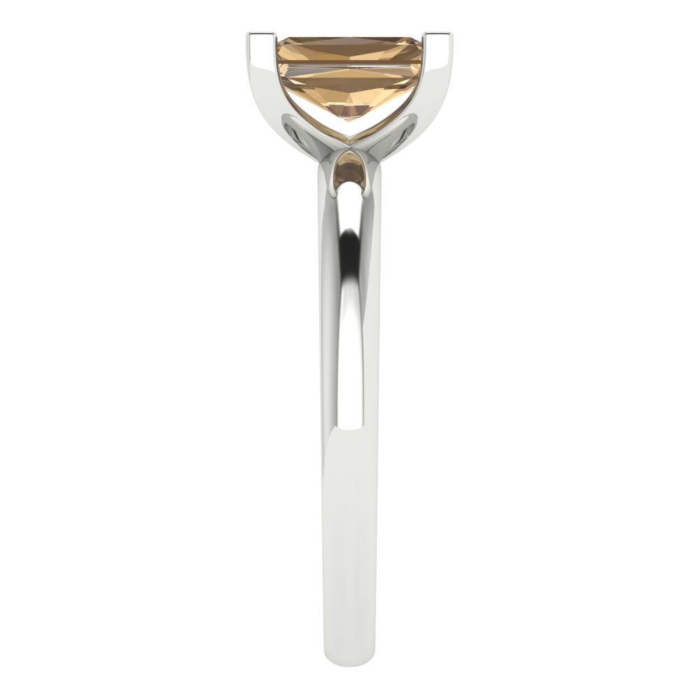 1 cttw Zirconia Simulated Champagne Diamond Solitaire  Engagement Ring - Solid Gold (VVS1, Emerald Cut,7X5mm)