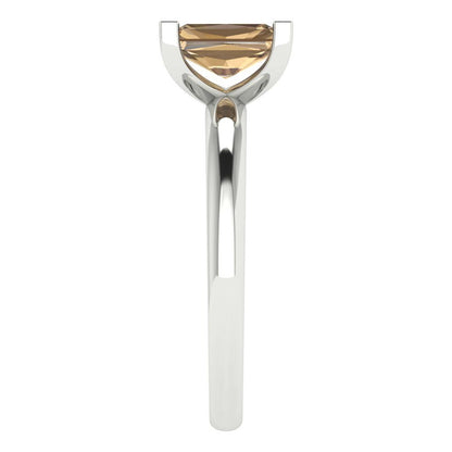 1 cttw Zirconia Simulated Champagne Diamond Solitaire  Engagement Ring - Solid Gold (VVS1, Emerald Cut,7X5mm)