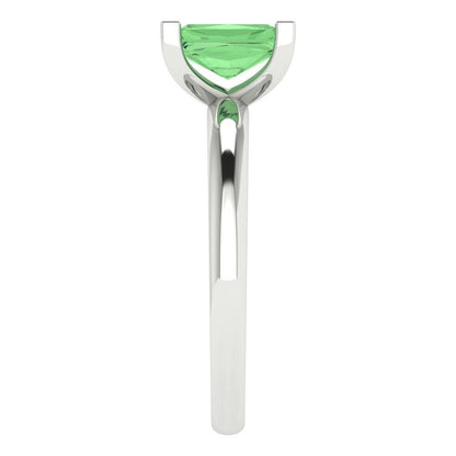 1 cttw Zirconia Simulated Green Diamond Solitaire  Engagement Ring - Solid Gold (VVS1, Emerald Cut,7X5mm)