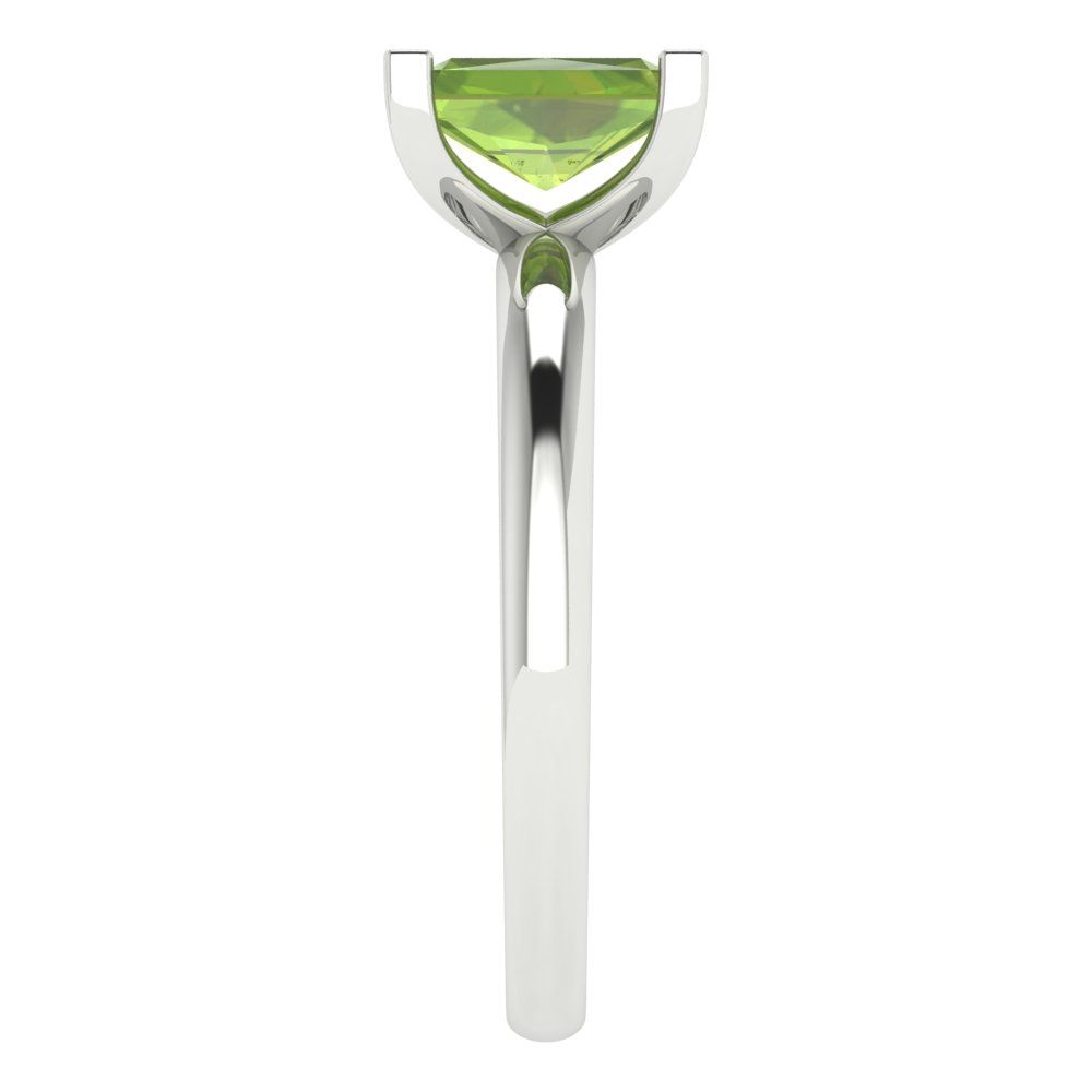 1 cttw Natural Peridot Solitaire  Engagement Ring - Solid White Gold (VVS1, Emerald Cut,7X5mm)