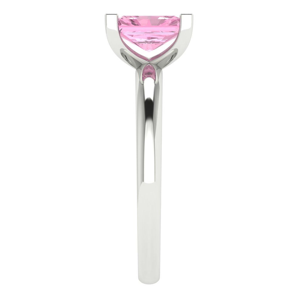 1 cttw Zirconia Simulated Pink Diamond Solitaire  Engagement Ring - Solid Gold (VVS1, Emerald Cut,7X5mm)
